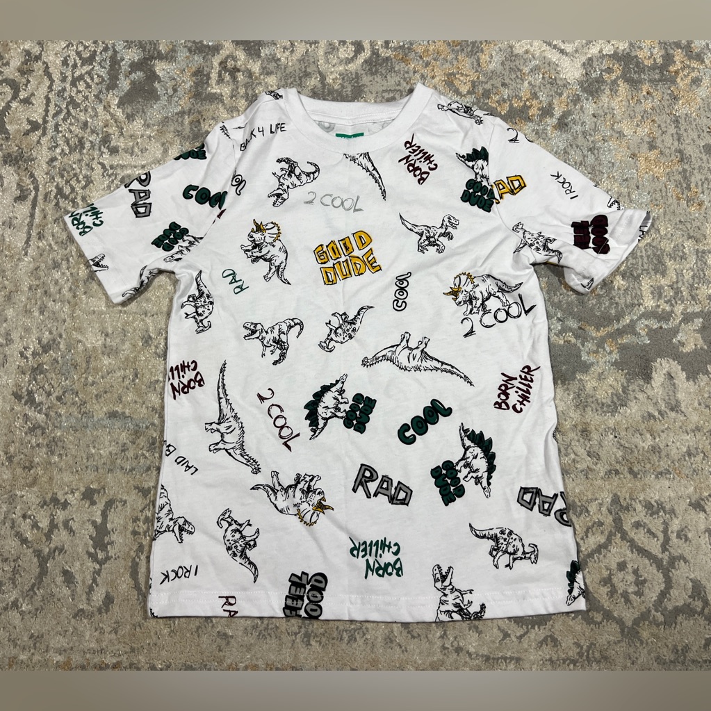 Boys Garanimals White Mulicolor Short Sleeve Graphic T-Shirt Size 6